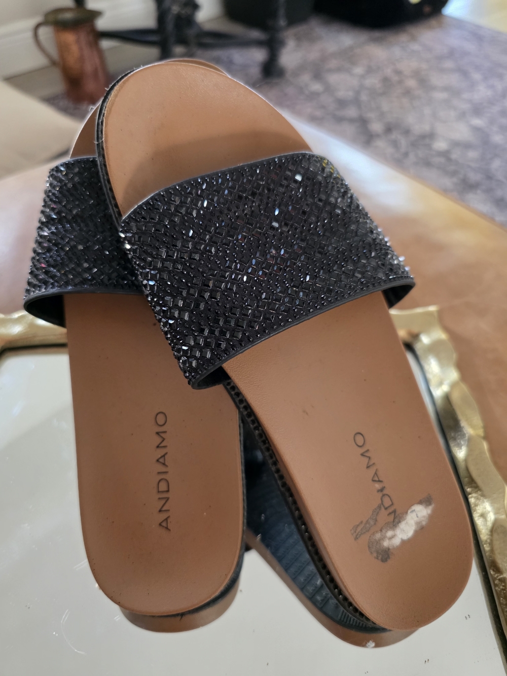 Heath Ceramics Black Crystal-Embellished Slide Sandals